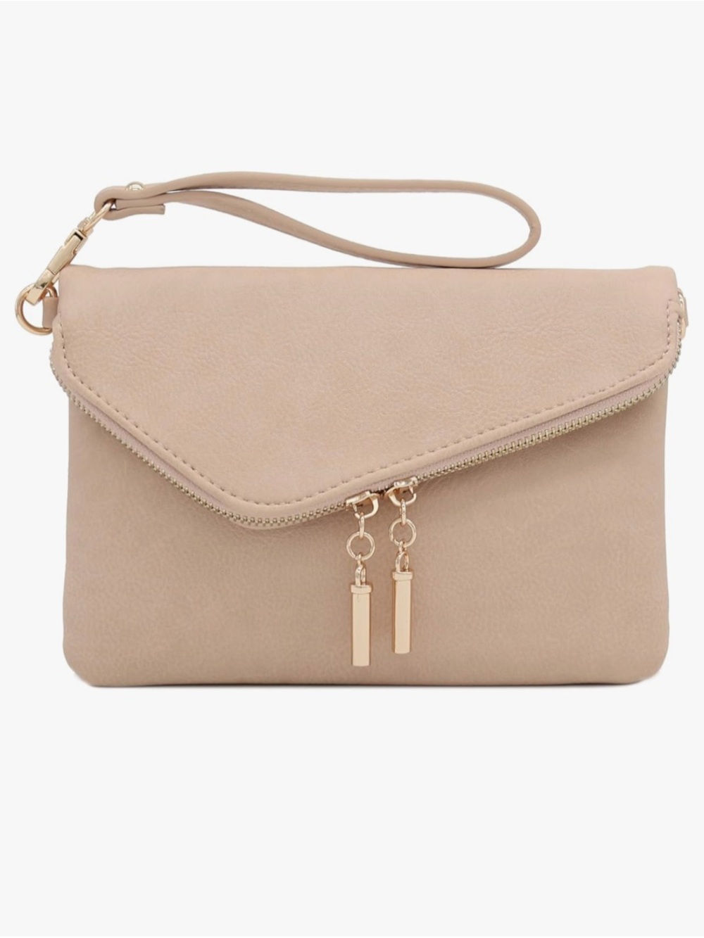 Pink Nude Envelope Clutch / Wristlet / Crossbody with Rose Gold Accents